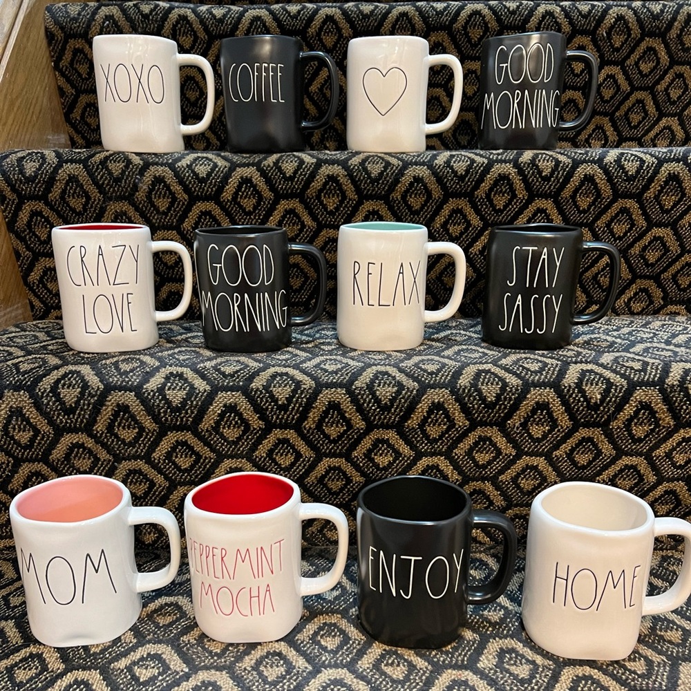 You choose one mug or all. Brand new Rae Dunn coffee tea hot cocoa mugs.
